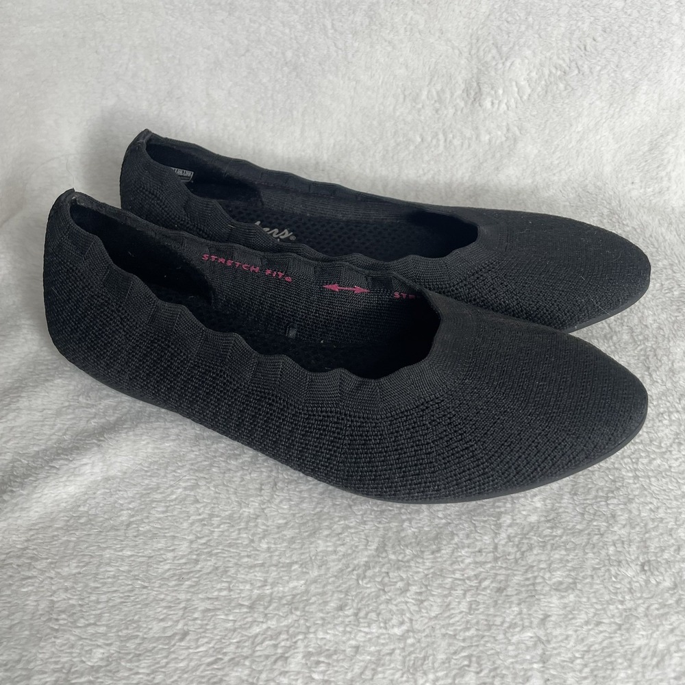 Skechers Cleo 2.0 Love Spell Casual Slip On Ballet Flats Knit Black Womens 9